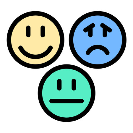 Emoji reaction icon flat line style illustration representing emotional responses and user engagement suitable for social media platforms messaging apps and feedback systems projectsのイラスト素材