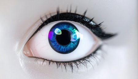 resin doll eye macro on neutral acrylic controlled specular highlight clean studio closeup for craft model detail and material texture referenceの素材