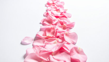 camellia petal path leading diagonally across white soft shadow minimal composition with quiet balanceの素材