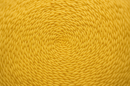 Macro close up golden jasmine paddy grains arranged in a concentric spiral from center outward even soft illumination refined background textureの素材