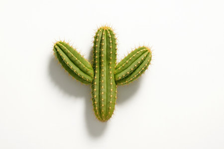 Saguaro cactus top down flat lay small specimen with arms in a symmetrical spread on whiteの素材