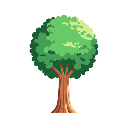 Green Tree Isolated On White Background. Flat Vector Illustration.の素材