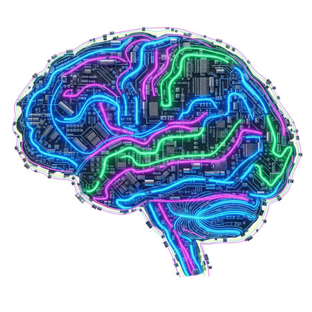 Human brain in the form of an electronic circuit. Vector illustration.の素材