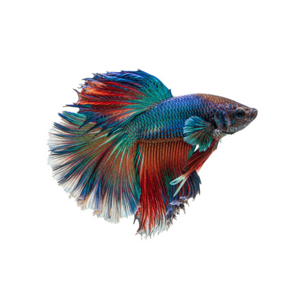 Capture the moving moment of blue siamese fighting fish isolated on white background. betta fish.の素材
