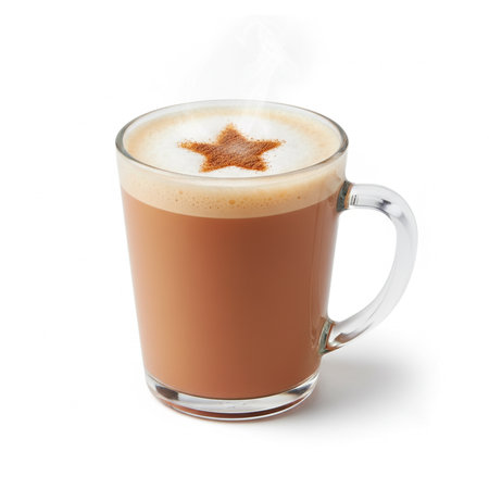 Coffee cup with star shape on white background, clipping pathの素材