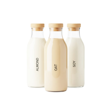 Milk bottles isolated on white background. 3D illustration. Mock up.の素材