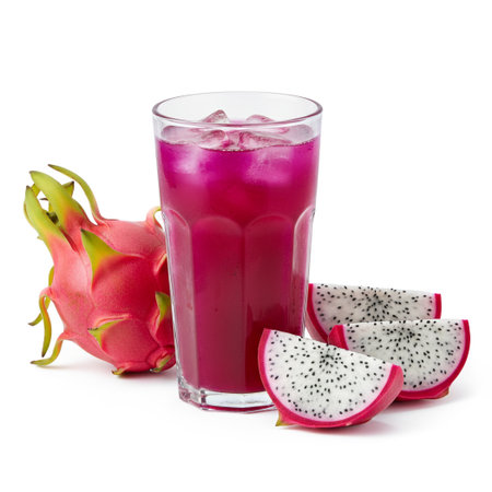 dragon fruit juice isolated on a white background. Clipping Path.の素材