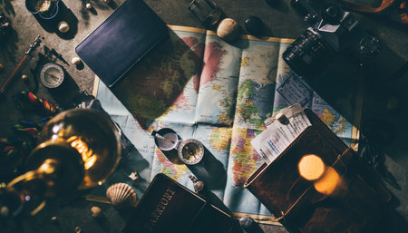 Traveler Gear Binoculars Map Globe Adventureの素材