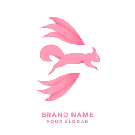 Modern Squirrel Jumping Logo Designのイラスト素材