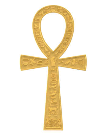 Ankh of brushed gold on white background.の写真素材