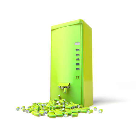 A vending machine for drinks in cans on a white background.の写真素材