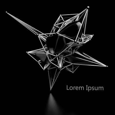 Plexus of amorphous atomic lattice around the object.の写真素材
