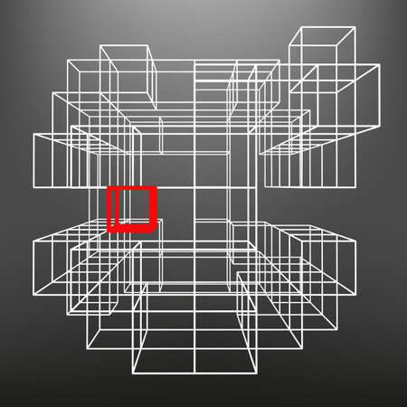 Slatted frame made of dice in prospects.