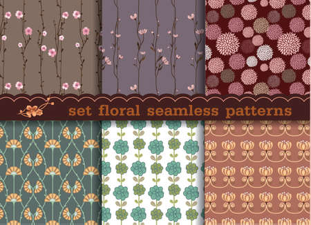 set floral seamless pattern, pattern swatches included for illustrator userのイラスト素材