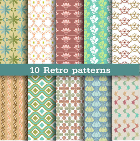 set seamless pattern retro, pattern swatches included for illustrator userのイラスト素材