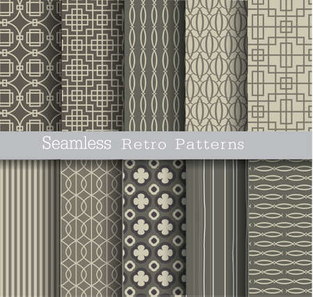 set seamless pattern retro, pattern swatches included for illustrator userのイラスト素材