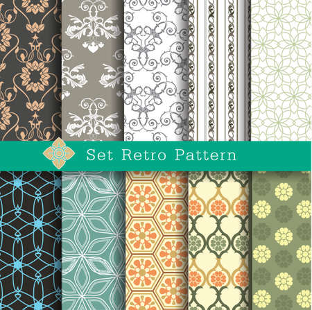 10 retro seamless patterns, pattern swatches included for illustrator userのイラスト素材