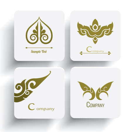 vector set of thai ornament design and decoration on white backgのイラスト素材