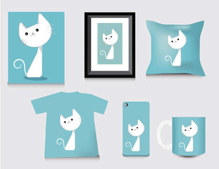 Gift set template, cat cute style.vector illustrationのイラスト素材