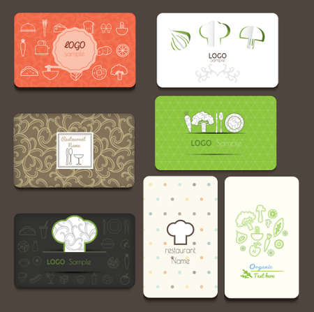 Set of business cards. For cafe and restaurant. Vector illustrationのイラスト素材