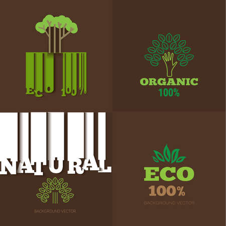 Vector set or organic signs and logo design elements - eco and bio emblemsのイラスト素材