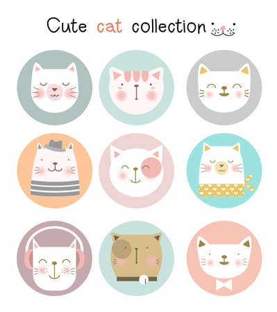 Cute baby cat with cartoon hand drawn styleのイラスト素材