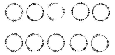 arrow round frames, hand drawn,doodle,line art, hand drawn.vector illustration.のイラスト素材