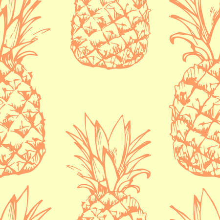Seamless pattern with hand-painted pineappleのイラスト素材
