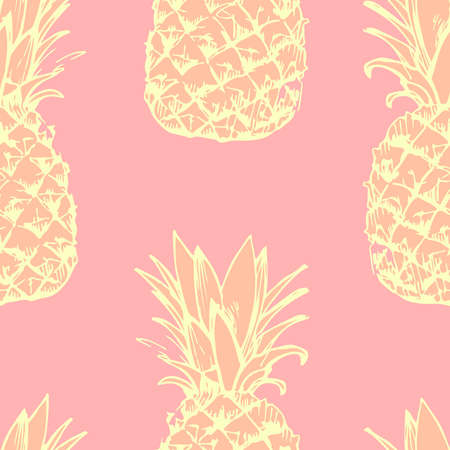Seamless pattern with hand-painted pineappleのイラスト素材