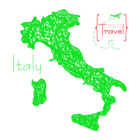 Time to travel. Drawn by hand a map of Italy. Outline of Japan for tourist advertising booklet for advertisingのイラスト素材