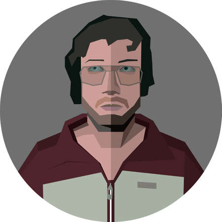 Self-portrait with glasses on a neutral background. Vector.