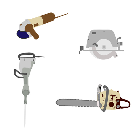 A Vector set of building electric tools on white isolated background. For decoration.のイラスト素材