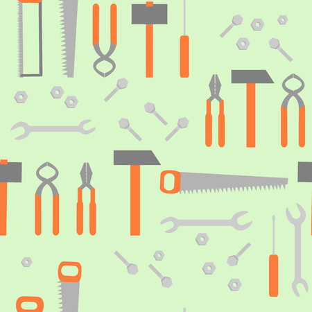Seamless vector illustration of building tools in a flat style for decorating textiles, packaging and web design.のイラスト素材