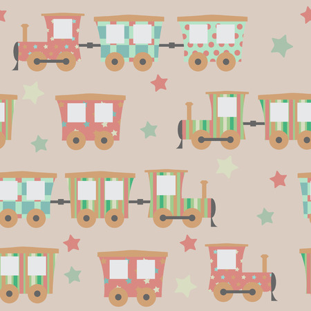 Train in seamless pattern with stars accent.のイラスト素材