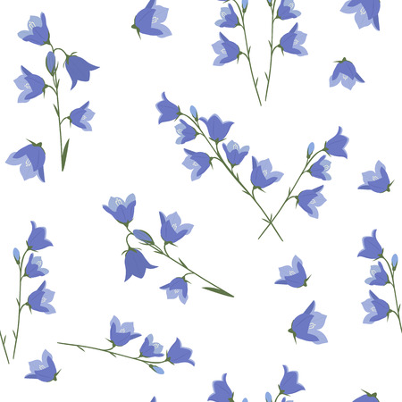 Seamless pattern with field bells on a white background. For decorating textiles, packaging. Vector illustration.のイラスト素材