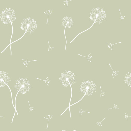 Seamless vector illustration with dandelions in pastel colors. For decorating textiles, packaging, wallpaper.のイラスト素材