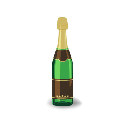 Champagne bottle with gold foil isolated on white backgroundのイラスト素材