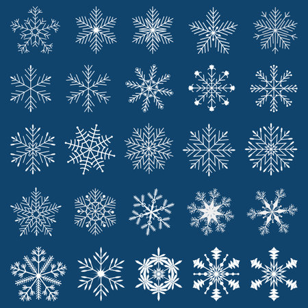 Set of white snowflakes on an isolated background.のイラスト素材