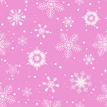 Seamless vector illustration. Snowflakes on a pink background. For decorating textiles, packaging, postcards.のイラスト素材