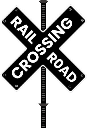 Rial crossing crossroad sign isolated on white background. Vector illustration.のイラスト素材