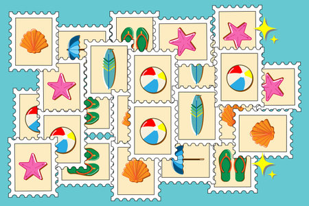 Summer Stamp pattern illustration design, with minimalist style
