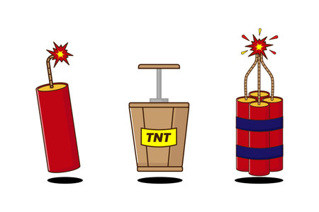 Creative artwork showing a group of dynamites symbolizing power and energy. The bold color and simple style make this piece visually striking.のイラスト素材