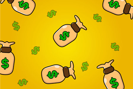 A colorful illustration featuring floating money bills that represent earning, success, and prosperity. Ideal for financial themes, investment designs, or modern creative content.のイラスト素材
