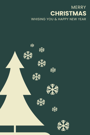 A festive greeting card design featuring a Christmas tree, perfect for sending holiday wishes.のイラスト素材