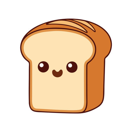 sliced bread kawaii character vector illustration designicon.