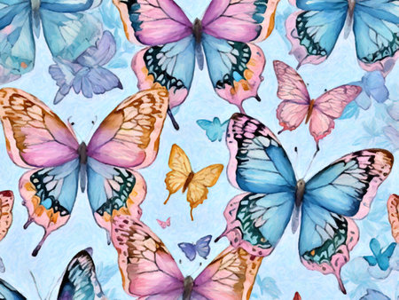 Beautiful watercolor butterflies, hand drawn on a white background. Hand-drawn.の写真素材