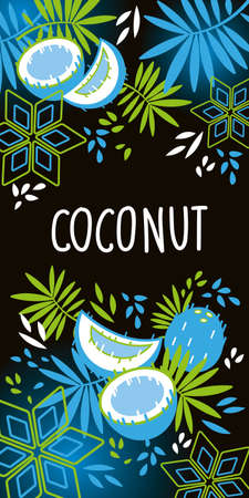 A Coconut label Vector design with coconut illustration.