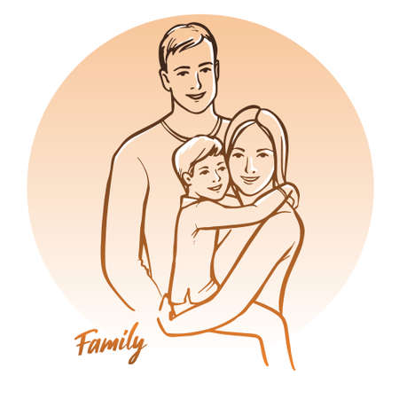 Happy family, parents with child symbol icon concept design.のイラスト素材