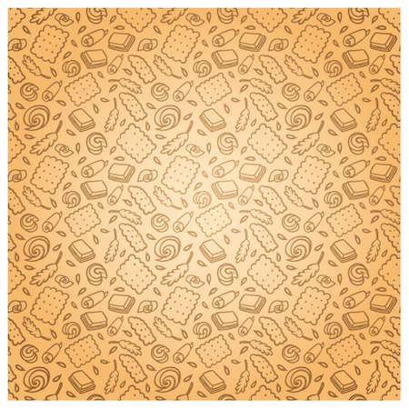 Pattern of biscuit, chocolate, ears of corn.のイラスト素材