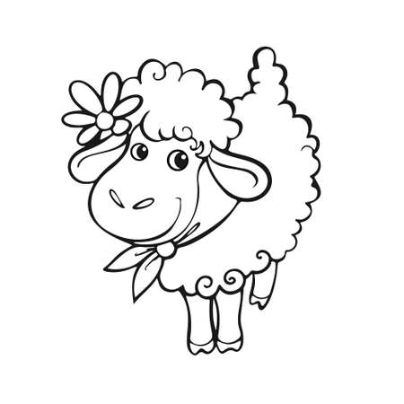 Easter sheep and bee with colored egg. Easter card setのイラスト素材